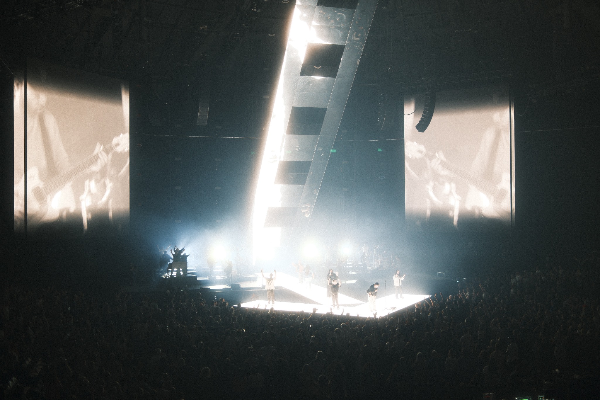 Large live arena concert photographed from the audience
